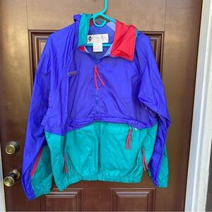 NWOT M Columbia jacket windbreaker coat green purple blue red